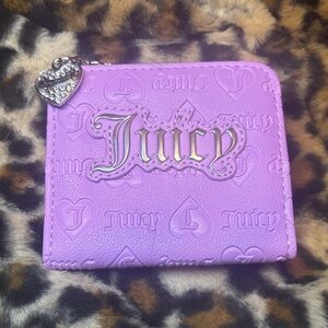 Juicy Couture Lilac Embossed Zip Wallet with Heart Charm
